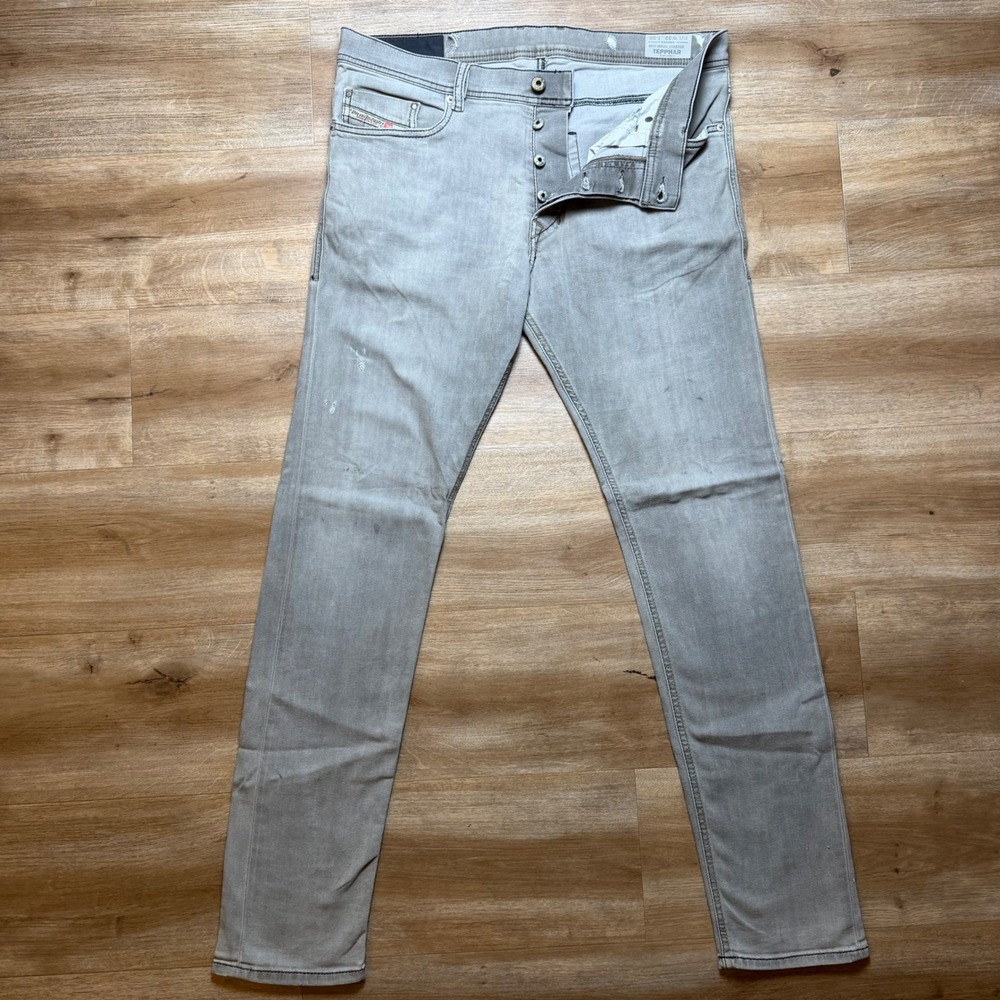 Diesel Tepphar Jeans Mens 32x32 Grey Slim Carrot Fit Stretch Denim Wash 0662U